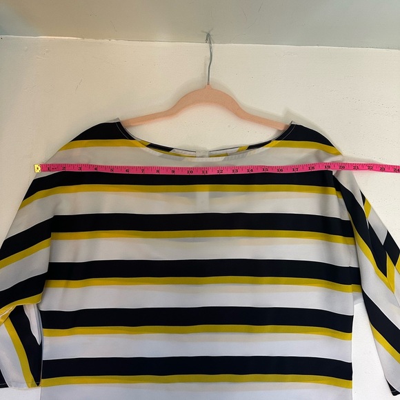 Loft Mid-Sleeve Striped Yellow and Black Women's Top Blouse Size Medium - Picture 4 of 6